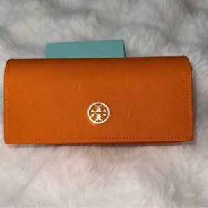 COPY - Tory Burch Orange and Gold Leather Glasses Case
